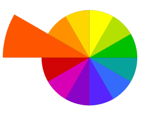 red-orange in the color wheel